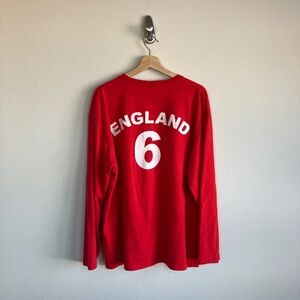 England FC #6 Red Long Sleeve Shirt Size XL